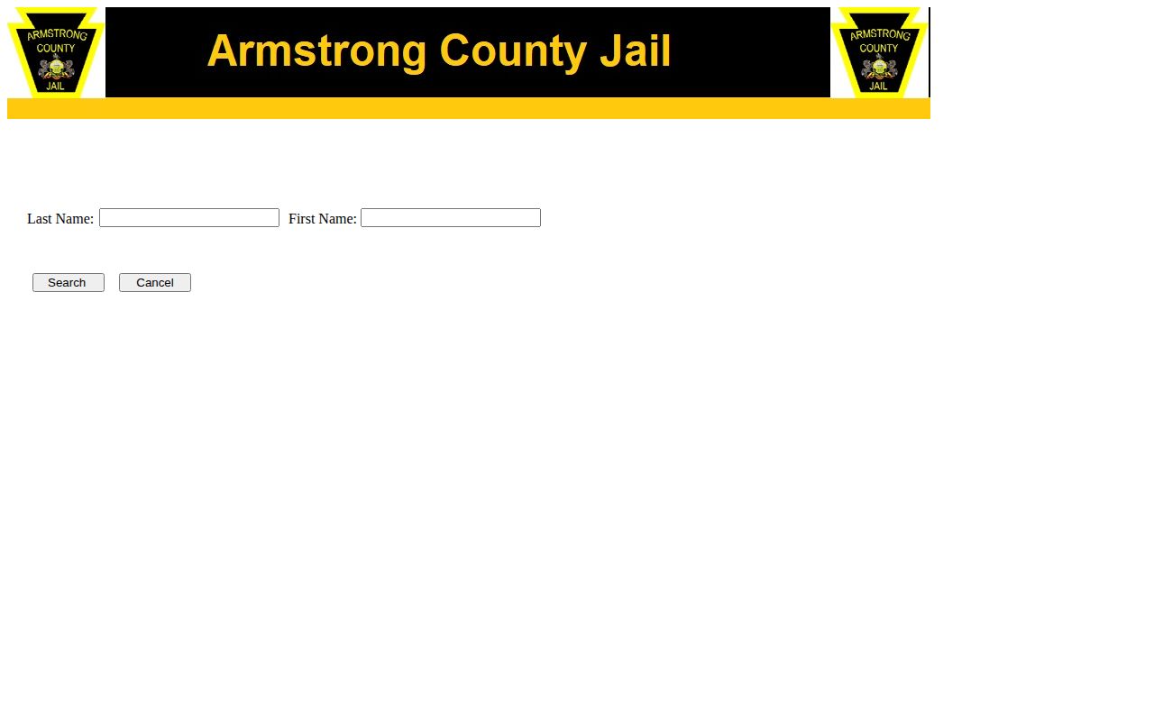 Armstrong County Jail current-custody inmate inquiry search controls